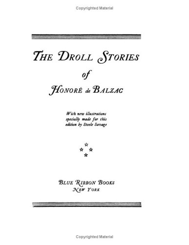 The Droll Stories Of Honore De Balzac (Paperback)