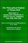 The Philosophical Orations of Thomas Reid: Delivered at Graduation Ceremonies in King's College, Aberdeen, 1753, 1756, 1759, 1762 (Journal of the History of Philosphy)