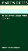 Hart's Rules for Compositors and Readers at the University Press, Oxford (Hardcover)