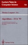 Algorithms -Esa '93: First Annual European Symposium Bad Honnef, Germany September 30-October 2, 1993 : Proceedings (Lecture Notes in Computer Science)