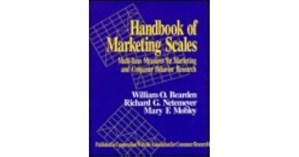 Handbook of Marketing Scales MultiItem Measures for Marketing and