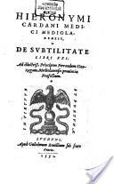 De Subtilitate Rerum (On the subtlety of things)