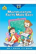 School Zone - Multiplication Facts Made Easy Workbook - 32 Pages, Ages 8 to 10, 3rd Grade, 4th Grade, Multiplication Tables, Factors, Common Core, and More
