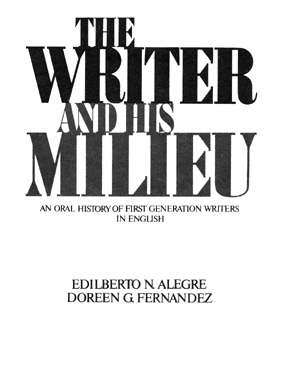 The Writer and His Milieu: An Oral History of First Generation Writers in English (Paperback)