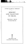 Memory and Tradition in Israel (Study in Bible Theology)