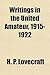 Writings in the United Amateur, 1915-1922