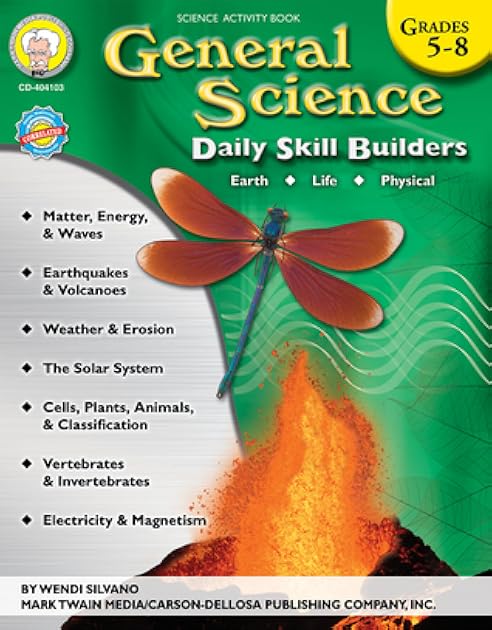 Mark Twain General Science Activity Book, Science for Kids Grades 5-8, Physical, Life, and Earth Science Books, 5th Grade Workbooks and Up, Classroom ... Curriculum (Volume 3) (Daily Skill Builders)