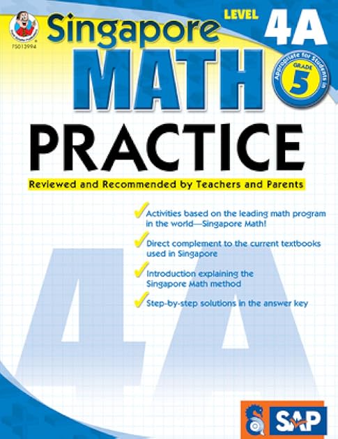 Singapore Math Level 4A 5th Grade Math Workbooks, Singapore Math Grade 5, Whole Numbers, Angles, and Fractions Workbook, 5th Grade Math Classroom or Homeschool Curriculum