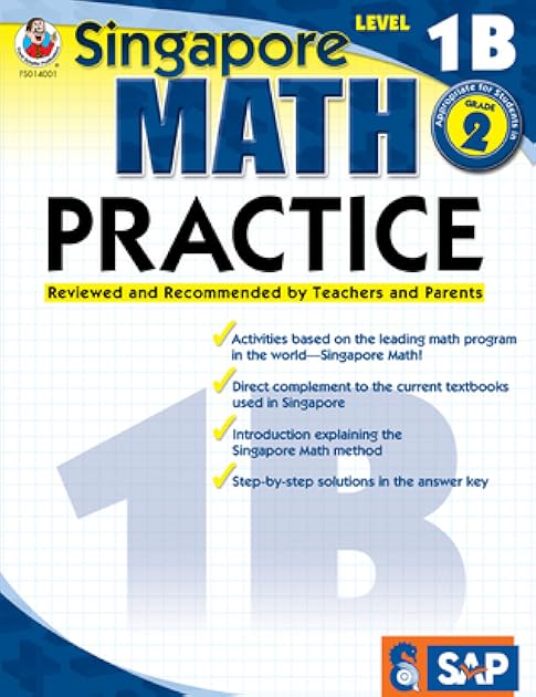 Singapore Math Practice Workbook—Level 1B, Grade 2 Math Book, Creating Picture Graphs, Multiplying and Dividing, Telling Time, Counting Money (128 pgs)