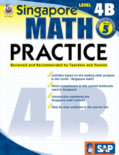 Singapore Math – Level 4B Math Practice Workbook for 5th Grade, Paperback, Ages 10–11 with Answer Key