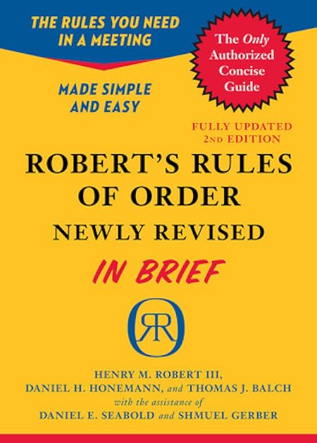 Robert's Rules of Order Newly Revised In Brief