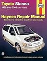 TOYOTA SIENNA 1998-2002 (Hayne's Automotive Repair Manual) TOYOTA SIENNA 1998-2002 (Hayne's Automotive Repair Manual)