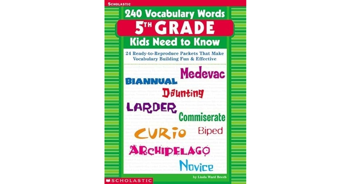 240 Vocabulary Words 5th Grade Kids Need To Know: 24 Ready-to-Reproduce ...