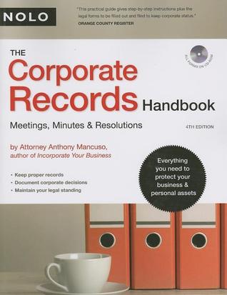 Corporate Records Handbook, The: Meetings, Minutes & Resolutions (book with CD-Rom)