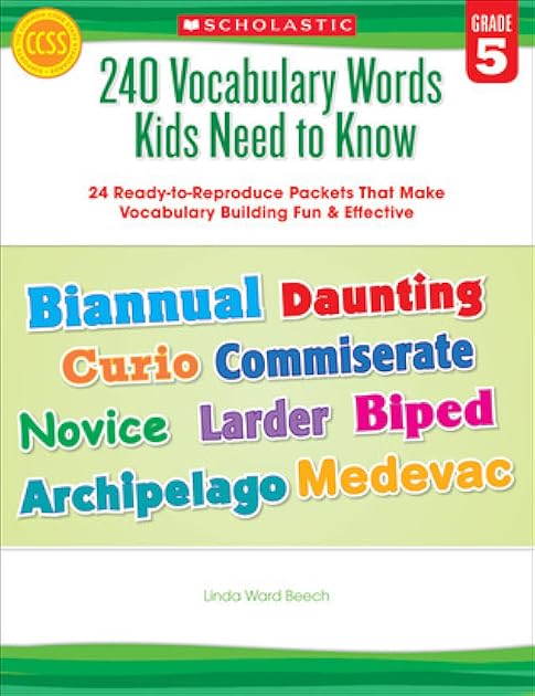 240 Vocabulary Words Kids Need to Know: Grade 5: 24 Ready-to-Reproduce Packets Inside!