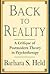 Back to Reality: A Critique of Postmodern Theory in Psychotherapy