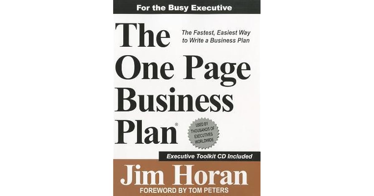 One page business plan jim horan pdf 07 picture