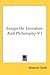 Essays On Literature And Philosophy V1