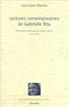 Lectures contemporaines de gabrielle roy