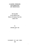 Academic Freedom: Collaboration & Resistance (Unknown Binding)