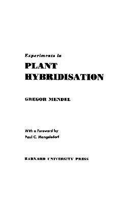 Experiments in Plant Hybridisation (Paperback)