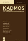 Kadmos: Zeitschrift für vor- und frühgreichische Epigraphik (Kadmos, XXIX)