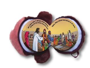 Scandinavia Publishing House / Casscom Media Story of Jesus Feeding People Plus Head Series - Toy Bear - Bible Games - Child Toy - Teddy Bear - Bible Story Books for Children Hardcover