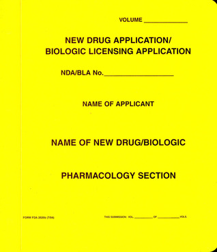 New Drug Application: Pharmacology Section (Yellow Paper Folder)