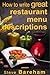 How to write great restaurant menu descriptions
