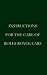 Instructions for the care of Rolls-Royce Cars by Rolls Royce