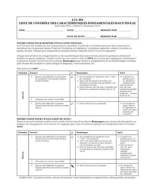LCC-Un Liste de Controle Des Caracteristiques Fondamentales-Haut-Niveau (French Edition)
