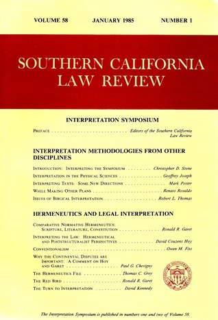 Southern California Law Review: Interpretation Symposium (Vol. 58, No. 1)