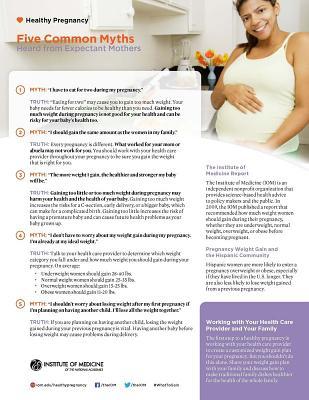 IOM Pregnancy Weight Trackers Assembly: Five Common Myths Flier
