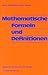 Mathematische Formeln und Definitionen. Neubearbeitung