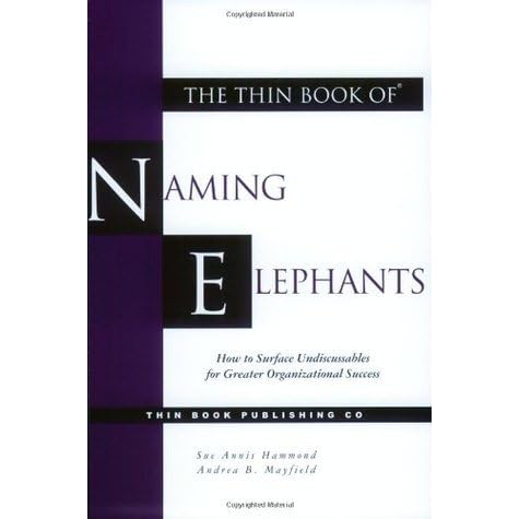 The Thin Book Of Naming Elephants How To Surface Undiscussables For Greater Organizational Success By Sue Annis Hammond