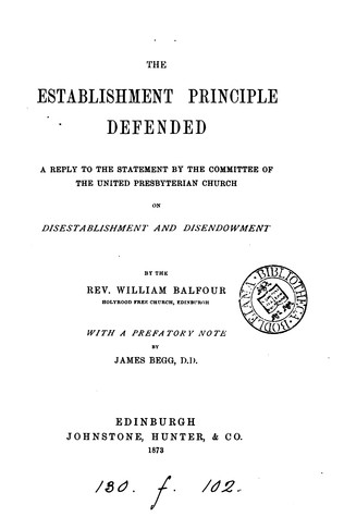 The Establishment Principle Defended (Hardcover)