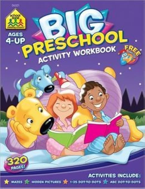 School Zone - Fun and Games Preschool Activity Workbook - 320 Pages, Ages 3 and Up, Colors, Shapes, Alphabet, Numbers, and More (School Zone Big Workbook Series)