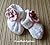Knitting Pattern White Baby Booties with Large Pink Flowers For a Girl 0-3, 3-6 and 6-9 Months