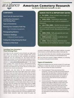 American Cemetery Research (Genealogy at a Glance)