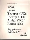1993 Workshop Manual ISUZU Supplement R-134a A/C (Trooper (UX)/ Pickup (TF) / AMIGO (TC) / Rodeo 1993 Workshop Manual ISUZU Supplement R-134a A/C (Trooper (UX)/ Pickup (TF) / AMIGO (TC) / Rodeo