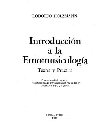 Introducción a la Etnomusicología: Teoría y práctica