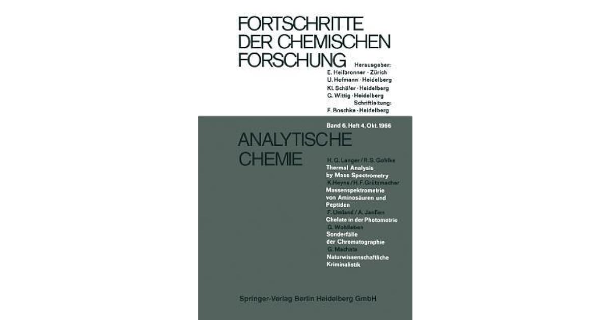 Analytische Chemie By Hg Langer - 