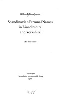 Scandinavian Personal Names in Lincolnshire and Yorkshire (Unknown Binding)
