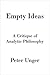 Empty Ideas: A Critique of Analytic Philosophy