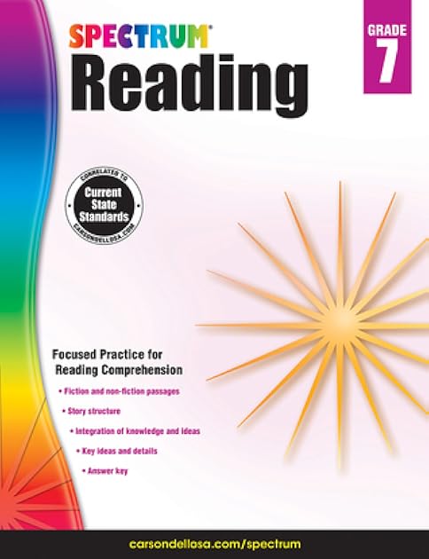 Spectrum Reading Comprehension Grade 7, Ages 12 to 13, 7th Grade Reading Comprehension Workbooks, Nonfiction and Fiction Passages, Analyzing and Summarizing Story Structure - 160 Pages