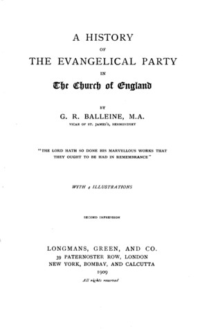 A History of the Evangelical Party in the Church of England