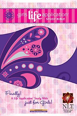 Holy Bible: Girls Life Application Study Bible, New Living Translation, Leatherlike, Glittery Grape Butterfly, Kid's Life Application Bible