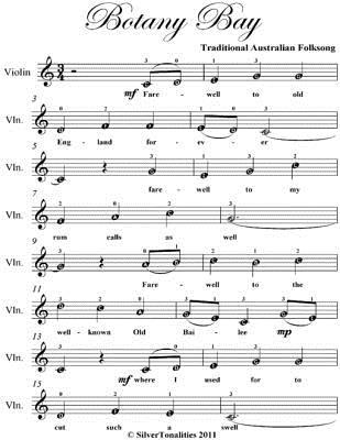 Botany Bay Easy Violin Sheet Music