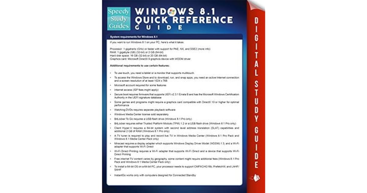 Windows 8.1 Quick Reference Guide by Speedy Publishing