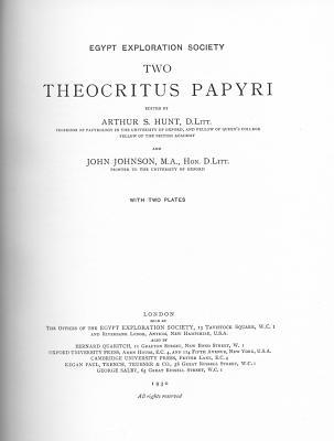 Two Theocritus Papyri (Graeco-Roman Memoirs)